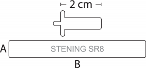 Dimensional diagram of the Tubular Laryngeal Stent HB with references A and B
